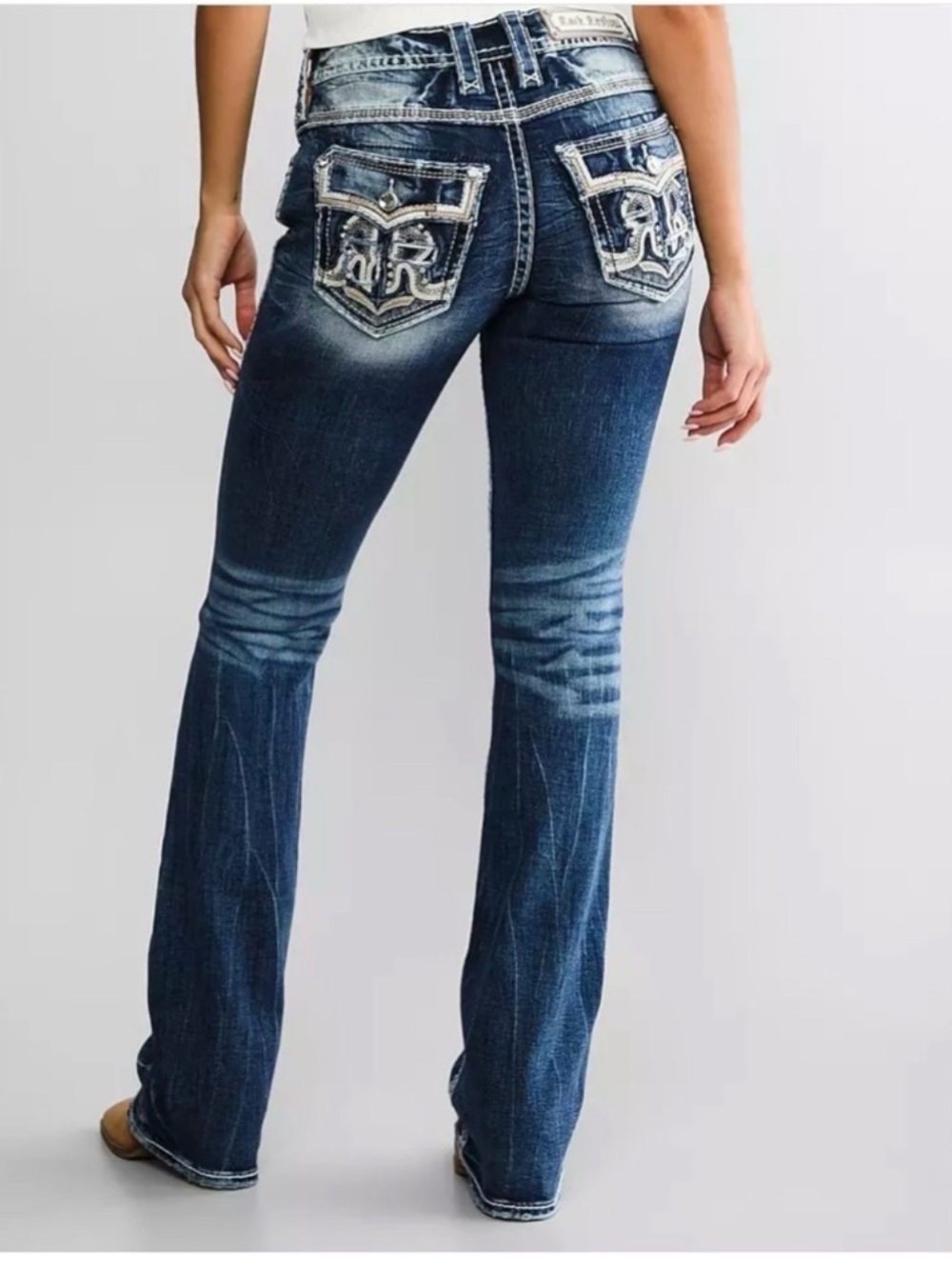 Rock Revival Nadine Mid-Rise Skinny Distressed Embellished Jeans Women’s 31